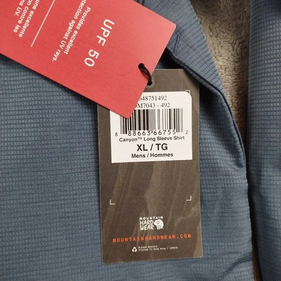 NWT Mountain Hardwear Shirt Mens XL Blue SHADE LITE Snap Front Vented Hiking - Picture 5 of 16